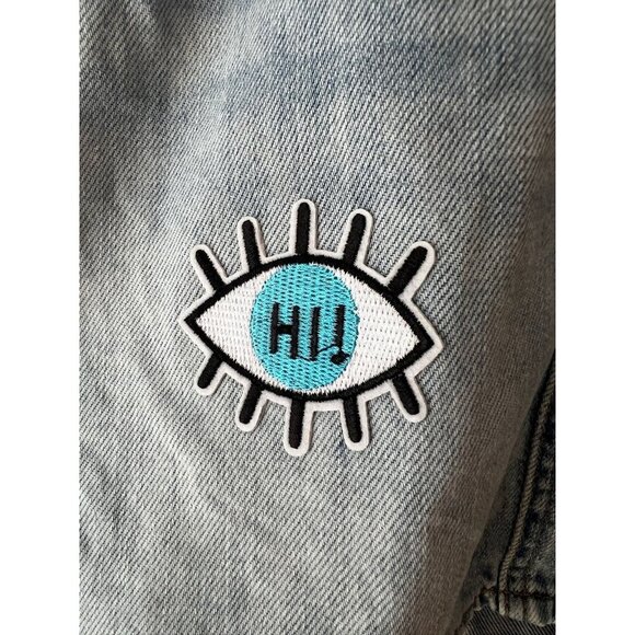 Girls Levis Denim Jean Mini Skirt Size 10 Patches Kids Youth - Picture 11 of 12